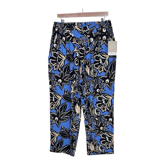 Anthropologie x Calligraphie blue print linen size large - Picture 1 of 8